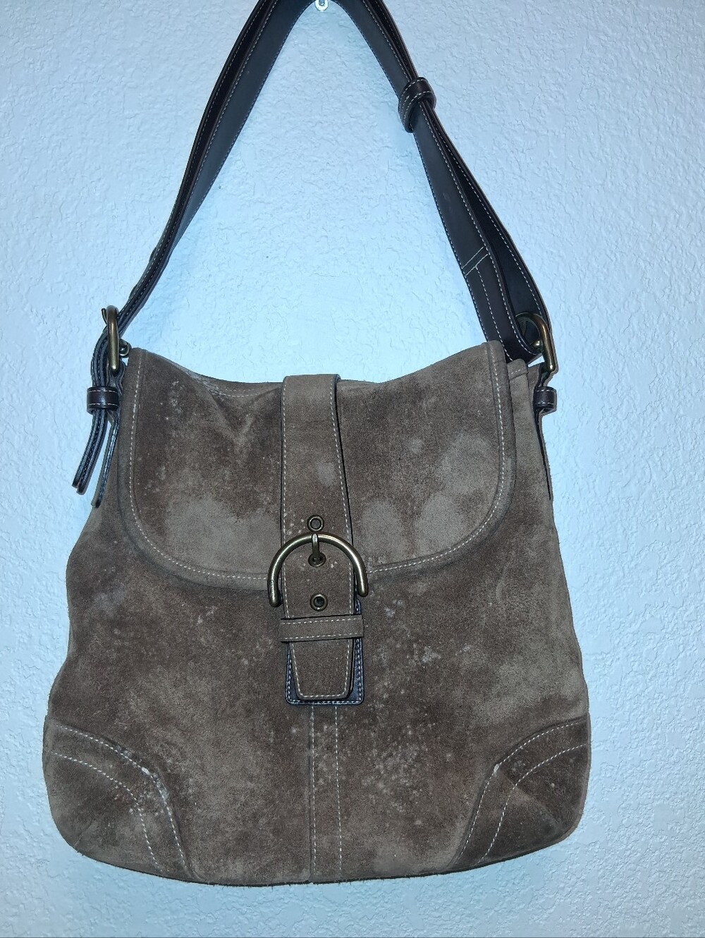 Vintage Coach SoHo Suede Buckle Flap Shoulder Bag (typically style code #9482